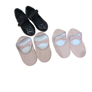 Stelle Girls Toddler Dance Shoe Bundle Pink Ballet Slippers Black Tap Shoes 8 9